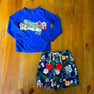 GAP Boys 3 Toddler Dinosaur Rashguard & Shorts Swim Set